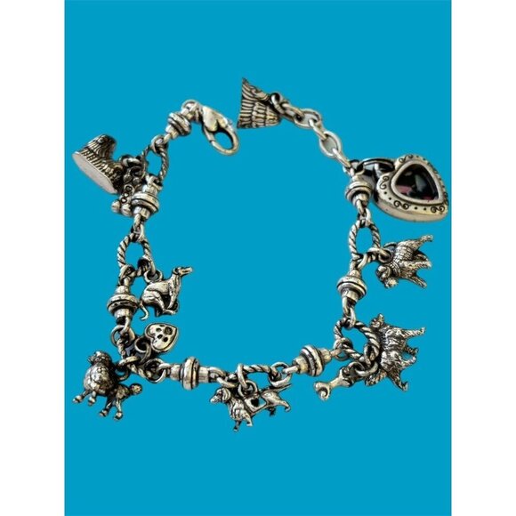 Brighton Pedigree I Love My Dog Charm Bracelet and 7 Dog Charms, Size 8 - Picture 2 of 5